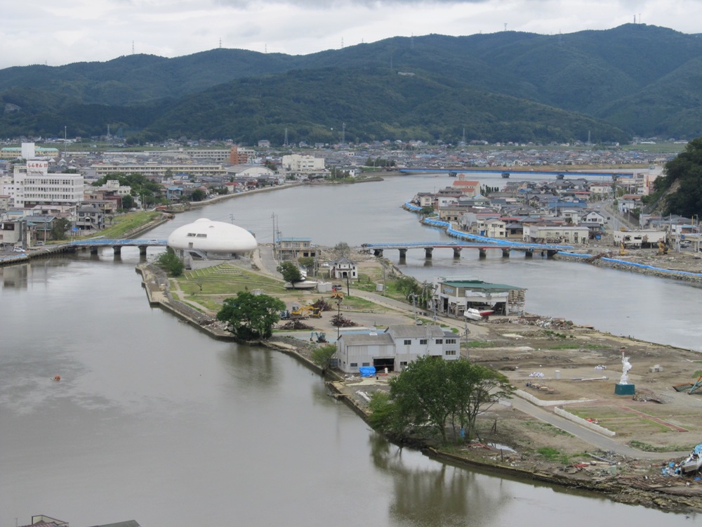 北上川河口、東日本大震災のあと