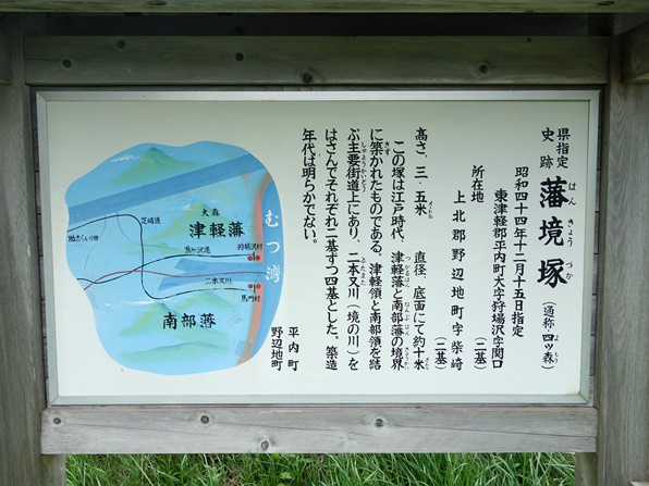 津軽、南部の藩境塚　解説板